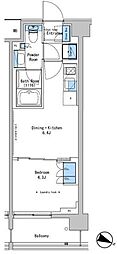 ルフォンプログレ中野富士見町ザ・レジデンス 1DKの間取図画像