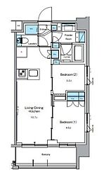 ルフォンプログレ押上EAST 2LDKの間取図画像