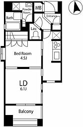 プライムアーバン恵比寿2 1LDKの間取図画像
