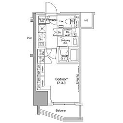ザ・パークハビオ荏原中延駅前 1Kの間取図画像