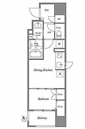 コスモグラシア池田山 1DKの間取図画像
