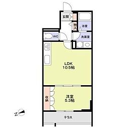 グリーントーシン 1LDKの間取図画像