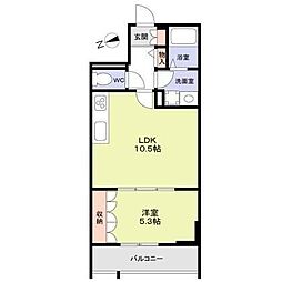 グリーントーシン 1LDKの間取図画像