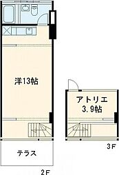 クラールハイト三宿1 1Kの間取図画像
