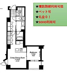 フレンシア外苑西 1LDKの間取図画像