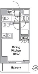 レジディア目黒4 ワンルームの間取図画像