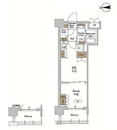 RJRプレシア蒲田 1DKの間取図画像