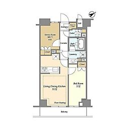市谷台町坂フロント 2LDKの間取図画像
