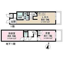 アドミラル碑文谷 1SLDKの間取図画像