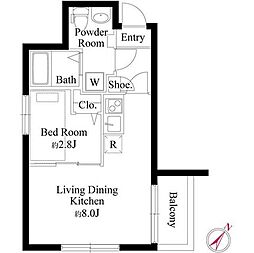 オークプレイス三軒茶屋 1LDKの間取図画像