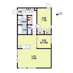 グリーントーシン 2LDKの間取図画像