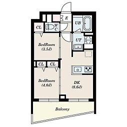 S-RESIDENCETAKAIDOEAST 2DKの間取図画像