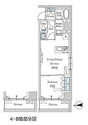 パークアクシス新宿西落合 1LDKの間取図画像