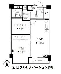 ヴェルセ用賀 1SLDKの間取図画像