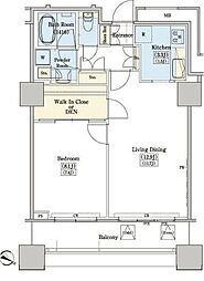 レジディアタワー上池袋タワーサイド 1LDKの間取図画像