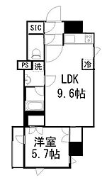 オーギュメント牛込神楽坂 1LDKの間取図画像