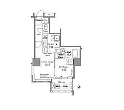 レジディアタワー目黒不動前 1LDKの間取図画像