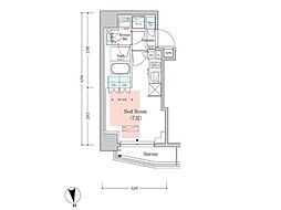 プライムアーバン品川中延 ワンルームの間取図画像