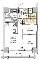 リビオメゾン芝浦 2LDKの間取図画像