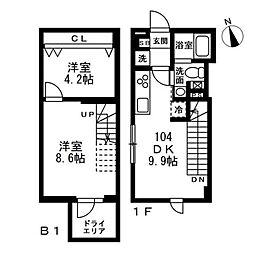 ノゾミオ祐天寺 2DKの間取図画像
