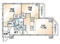 OrchidResidence本駒込 2LDKの間取図画像