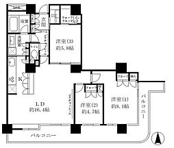 リバーポイントタワー 3LDKの間取図画像