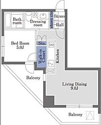 ドゥーエ日本橋 1LDKの間取図画像