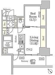 メゾンカルム日本橋馬喰町 1LDKの間取図画像