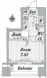 メイクスデザイン新宿 1Kの間取図画像
