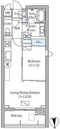 モクシオンプレミアム四谷大京町 1LDKの間取図画像
