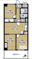 ライオンズマンション東品川 3DKの間取図画像