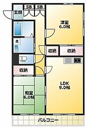 ビラクレール 2LDKの間取図画像