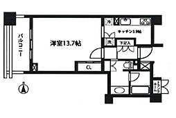 レジデンシャル・アート代々木公園 1Kの間取図画像