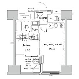 ザ・パークハビオ人形町レジデンス 1LDKの間取図画像