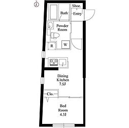 MYRIARESIDENCE品川中延 1DKの間取図画像