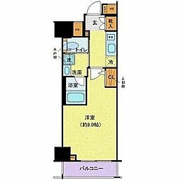 クレイシア秋葉原ラグゼスウィート 1Kの間取図画像