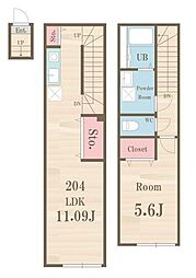 プライムガーデン池上WEST 1LDKの間取図画像