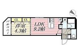 グランパセオ麻布十番 1LDKの間取図画像
