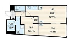 アラート自由が丘 2LDKの間取図画像