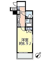 グランヴァン水天宮2 1Kの間取図画像
