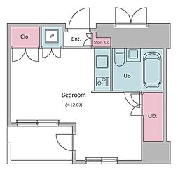 ガーデンアイル四谷 ワンルームの間取図画像