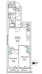 クレアティフ文京千駄木 2DKの間取図画像