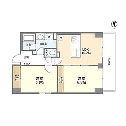 ブランセ芝浦 2LDKの間取図画像