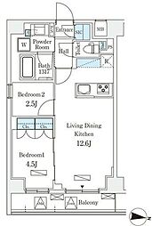 ラティエラ中野新井 2LDKの間取図画像