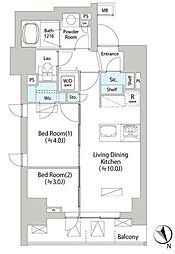 バウスフラッツ日本橋馬喰町 2LDKの間取図画像