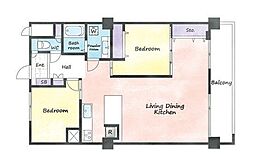 日商岩井恵比寿マンション 2LDKの間取図画像
