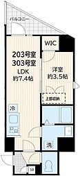 Arc-en-ciel新宿大京町 1LDKの間取図画像