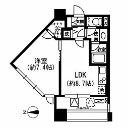 レジディアイチガヤ 1LDKの間取図画像