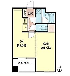 フュージョンハイツ浜町 1DKの間取図画像