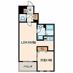 ブラントーレ哲学堂 1LDKの間取図画像